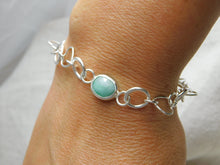 Load image into Gallery viewer, Emerald Sterling Silver Heart and Hoop Link Bracelet