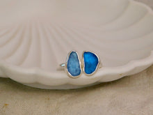Load image into Gallery viewer, Blue Sea Glass Sterling Silver Cuff Ring