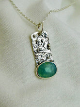 Load image into Gallery viewer, Aquamarine Reticulated Sterling Silver Pendant