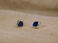Load image into Gallery viewer, Blue Sea Glass Sterling Silver Studs