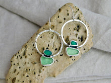 Load image into Gallery viewer, Jade Green Sea Glass Sterling Silver Dangles