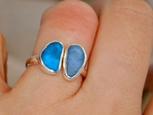 Load image into Gallery viewer, Blue Sea Glass Sterling Silver Cuff Ring