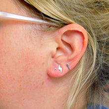 Load image into Gallery viewer, Tiny Four Point Star Sterling Silver Studs