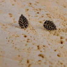 Load image into Gallery viewer, Oxidised Leaf Sterling Silver Studs