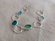 Load image into Gallery viewer, Statement Sea Glass Sterling Silver Hoop Link Bracelet