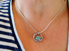 Load image into Gallery viewer, Emerald Sterling Silver Molten Hoop Pendant