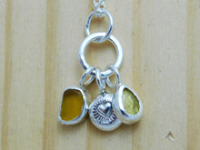Load image into Gallery viewer, Yellow Sea Glass and Tourmaline Sterling Silver Pendant
