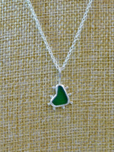 Load image into Gallery viewer, Bright Green Sea Glass Heart Sterling Silver Pendant