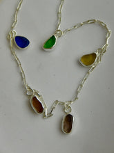 Load image into Gallery viewer, Rainbow Sea Glass Sterling Silver Anklet
