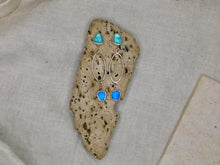 Load image into Gallery viewer, Two Blues Sea Glass Sterling Silver Stud Dangles