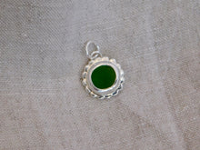 Load image into Gallery viewer, Olive Green Flower Sea Glass Sterling Silver Charm