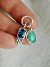 Load image into Gallery viewer, Emerald and Kyanite Charm Sterling Silver Pendant