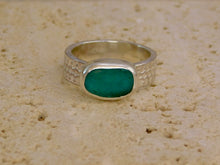 Load image into Gallery viewer, Teal Sea Glass Chunky Sterling Silver Ring