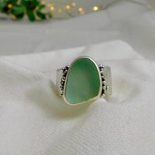 Load image into Gallery viewer, Made To Order Sea Glass Sea Foam Reticulated Sterling Silver Ring