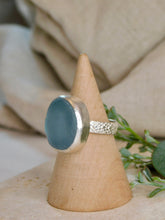 Load image into Gallery viewer, Cornflower Blue Sea Glass Sterling Silver Ring