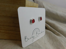 Load image into Gallery viewer, Red Sea Glass Sterling Silver Studs