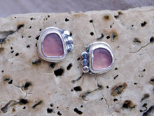 Load image into Gallery viewer, Mauve Purple Sea Glass Sterling Silver Studs