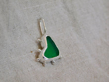 Load image into Gallery viewer, Bright Green Sea Glass Heart Sterling Silver Pendant