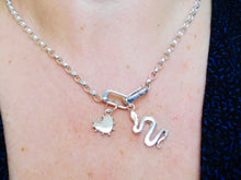 Load image into Gallery viewer, Sterling Silver Interlocking Rectangle Charm Keeper Necklace