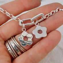 Load image into Gallery viewer, Hammered Flower Sterling Silver Charm