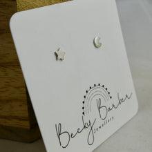 Load image into Gallery viewer, Moon and Star Sterling Silver Studs
