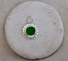 Load image into Gallery viewer, Olive Green Flower Sea Glass Sterling Silver Charm