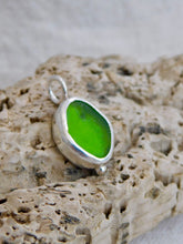 Load image into Gallery viewer, Olive Green Sea Glass Sterling Silver Charm