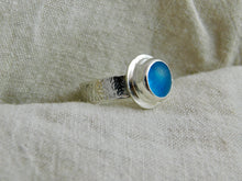 Load image into Gallery viewer, Bright Blue Sea Glass Sterling Silver Ring