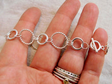 Load image into Gallery viewer, Sterling Silver Multi Beaded and Smooth Link Bracelet