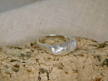 Load image into Gallery viewer, Geometric Carved Signet Style Sterling Silver Ring