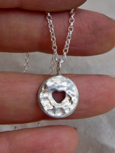 Load image into Gallery viewer, Chunky Hammered Cut Out Heart Disc Sterling Silver Charm