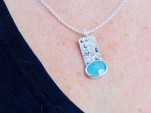 Load image into Gallery viewer, Aquamarine Reticulated Sterling Silver Pendant