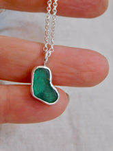 Load image into Gallery viewer, Teal Sea Glass Heart Sterling Silver Pendant