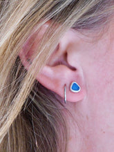Load image into Gallery viewer, Blue Sea Glass Sterling Silver Studs