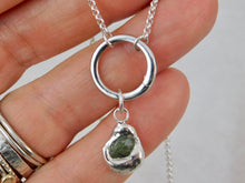 Load image into Gallery viewer, Green Raw Sapphire Sterling Silver Blob Charm
