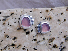 Load image into Gallery viewer, Mauve Purple Sea Glass Sterling Silver Studs