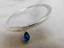 Load image into Gallery viewer, Chunky Kyanite Charm Sterling Silver Bangle