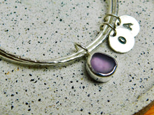 Load image into Gallery viewer, Made to Order Sea Glass Dangle and Charm Sterling Silver Bangle Duo