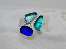 Load image into Gallery viewer, Made To Order Triple Sea Glass Sterling Silver Cuff Ring