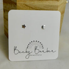 Load image into Gallery viewer, Moon and Star Sterling Silver Studs