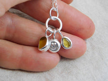 Load image into Gallery viewer, Yellow Sea Glass and Tourmaline Sterling Silver Pendant