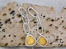 Load image into Gallery viewer, Yellow Sea Glass Sterling Silver Stud Dangles