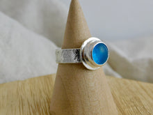 Load image into Gallery viewer, Bright Blue Sea Glass Sterling Silver Ring