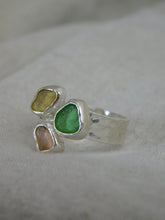 Load image into Gallery viewer, Pastel Rainbow Colours Sea Glass Sterling Silver Cuff Ring