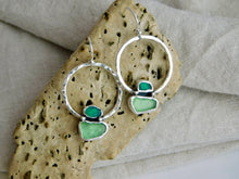Load image into Gallery viewer, Jade Green Sea Glass Sterling Silver Dangles