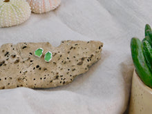 Load image into Gallery viewer, Light Green Sea Glass Sterling Silver Studs