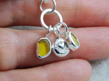Load image into Gallery viewer, Yellow Sea Glass and Tourmaline Sterling Silver Pendant