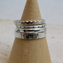 Load image into Gallery viewer, Made To Order Stripe Stamped Sterling Silver Stacking Ring