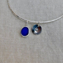 Load image into Gallery viewer, Made to Order Single Sterling Silver Bangle with Sea Glass and Silver Charm