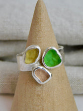 Load image into Gallery viewer, Pastel Rainbow Colours Sea Glass Sterling Silver Cuff Ring